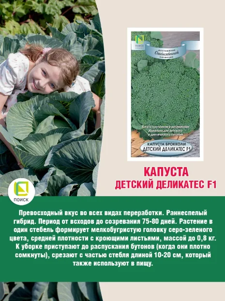 Капуста Детский деликатес F1 (брокколи) семена 